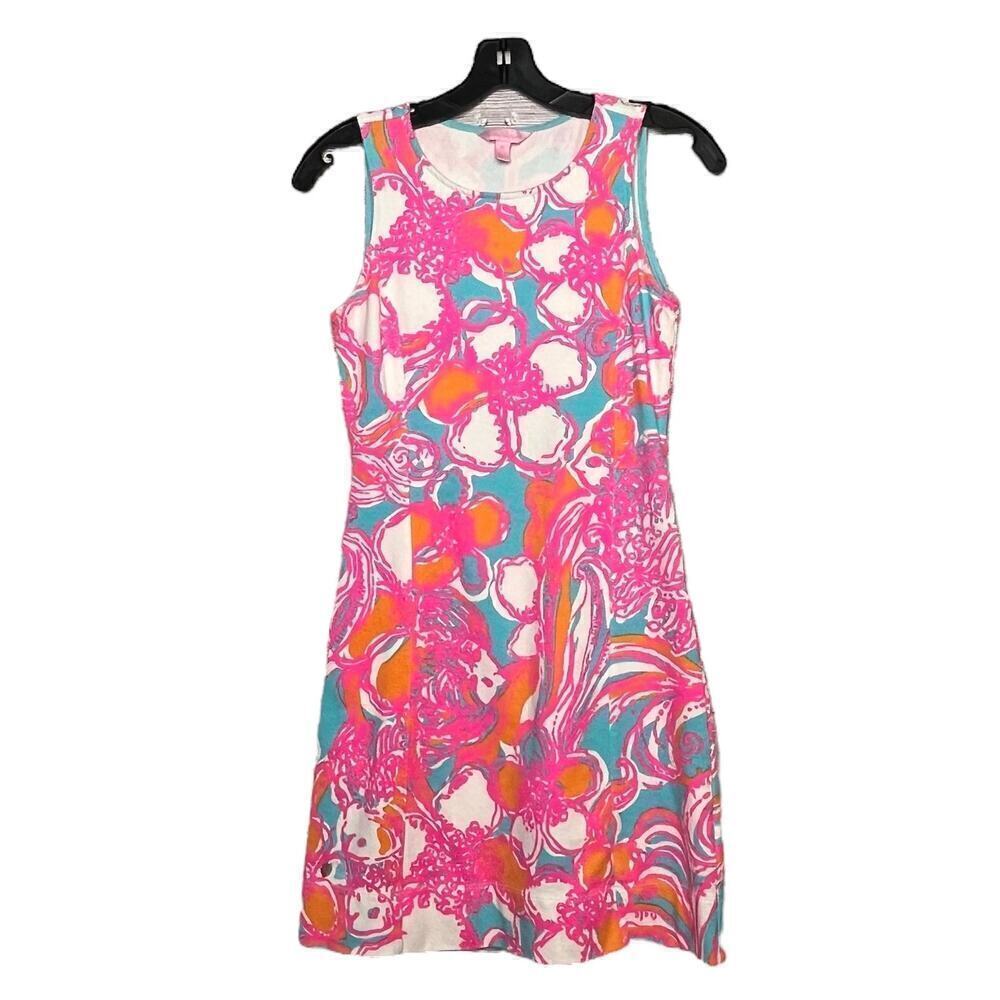 Lilly Pulitzer Feeling Tanked Groovy Floral Shift Terry Cloth Dress Size XS